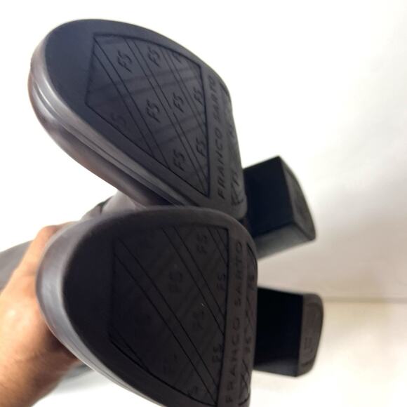 Franco Sarto Knee High Womens Size 7.5M Riding Boots Brown Leather Casual Zip Up - Picture 6 of 10